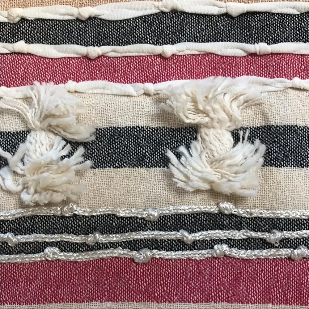 Pier 1 Imports Embellished Tassel Striped Table Runner NWT